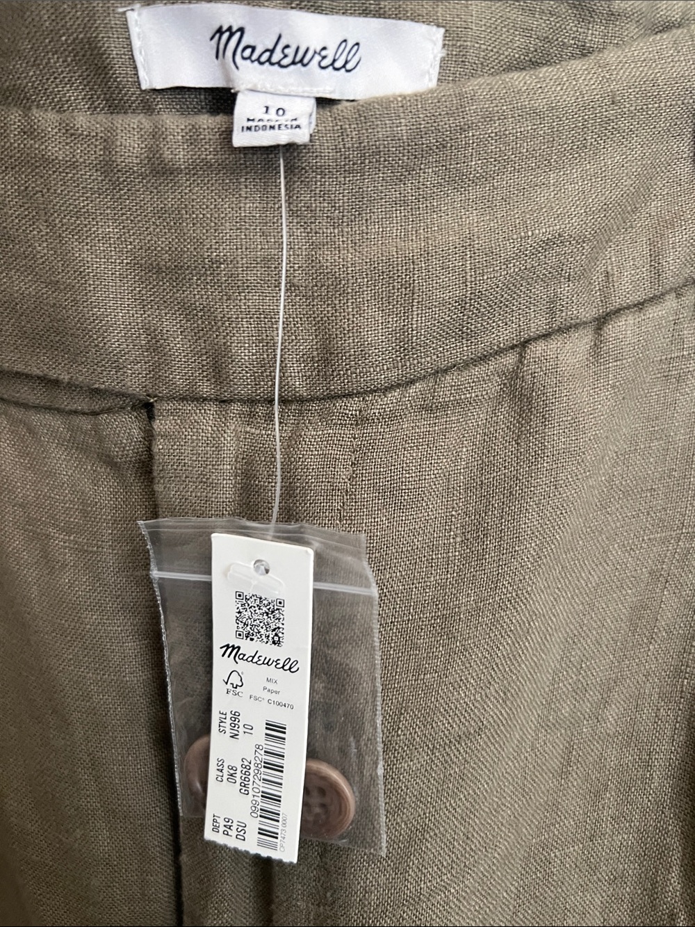 Madewell Olive Wide-Leg Linen Chinos - Picture 5 of 10